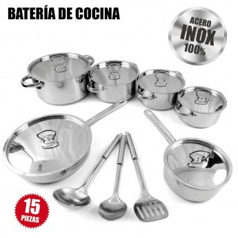 BATERIA DE COCINA 15 PCS INOX