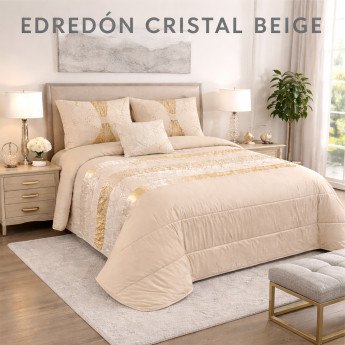 EDREDON CRISTAL 3 COJINES BEIGE